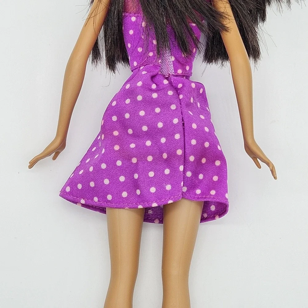 Barbie Doll African American Dark Hair Brown Eyes Purple Polka Dot Dress Mattel